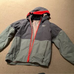 Helly Hansen Gray and Red Hooded Jacket